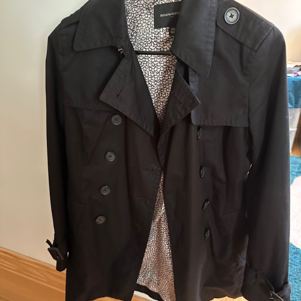 Banana republic xs black trenchcoat - Picture 7 of 8